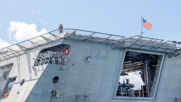 USS Charleston Sailor Stands Watch