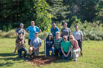 Norfolk Naval Shipyard’s (NNSY) Natural Resources Program office and NNSY volunteers participated in the National Environmental Education Foundation’s (NEEF) National Public Lands Day (NPLD) by planting native trees at the Craddock Little League Fields. These efforts were to enhance broader Environmental Stewardship, improve air quality, reduce and store excess carbon, stabilize soils, provide shade, and increase native biodiversity. Established in 1994 and held annually, NPLD is the nation's largest single-day volunteer event for public lands.