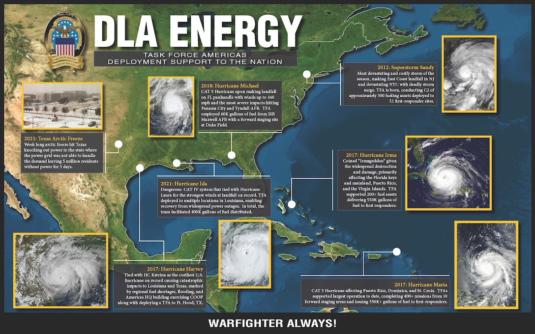 a map of the U.S. with hurricane history notes