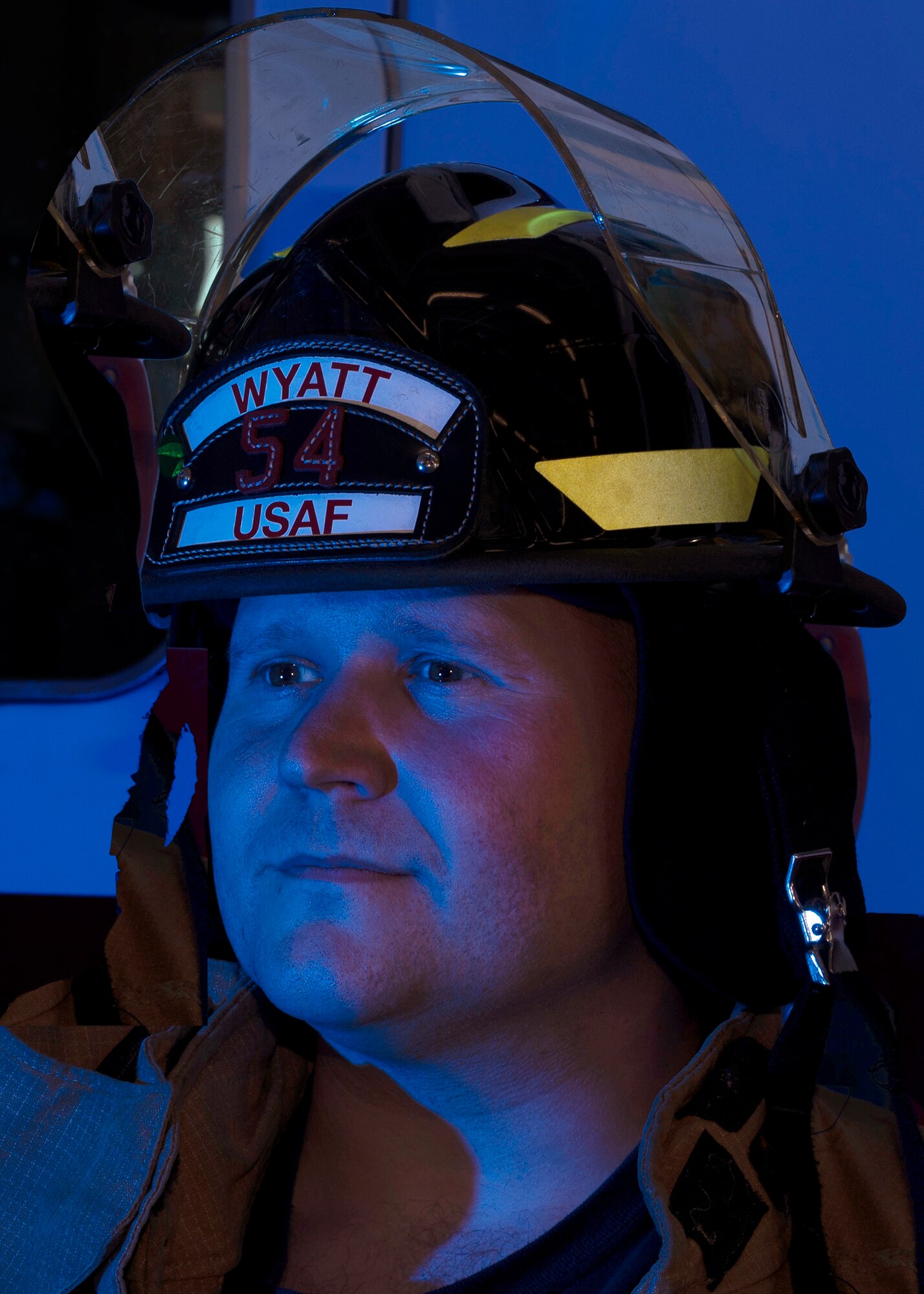 Senior Airman Martin Wyatt, 4th Civil Engineer Squadron fire fighter, poses for a photo at Seymour Johnson Air Force Base, North Carolina, Oct. 26, 2021.