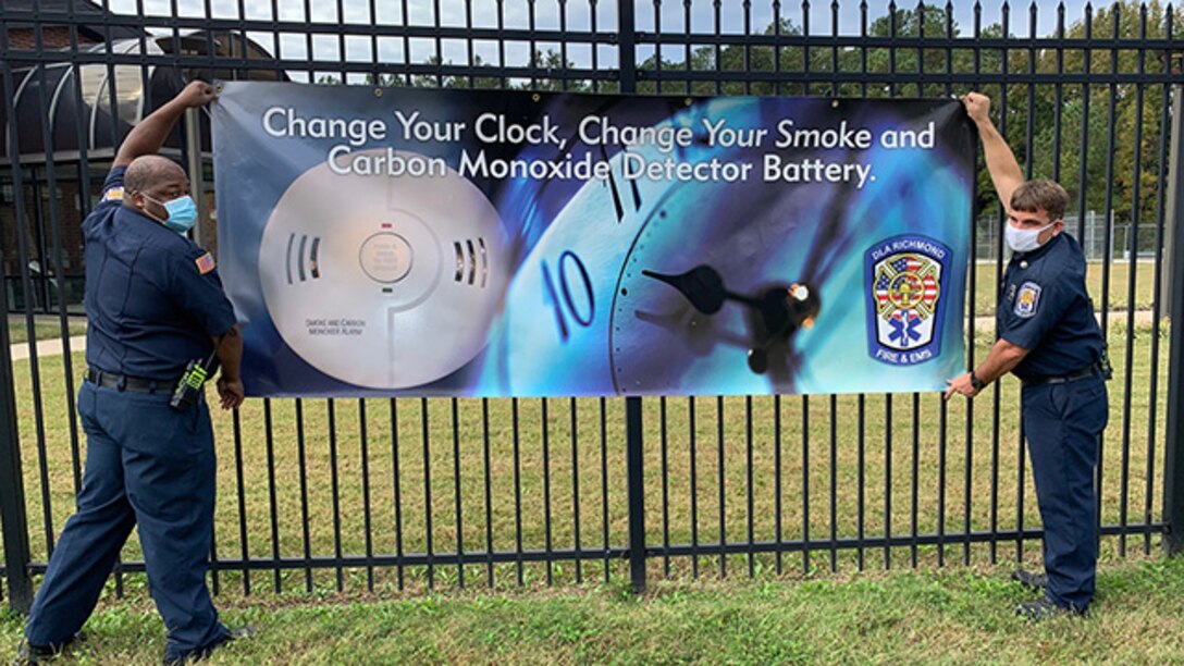 Fire Inspectors display change your clock, change your battery banner.