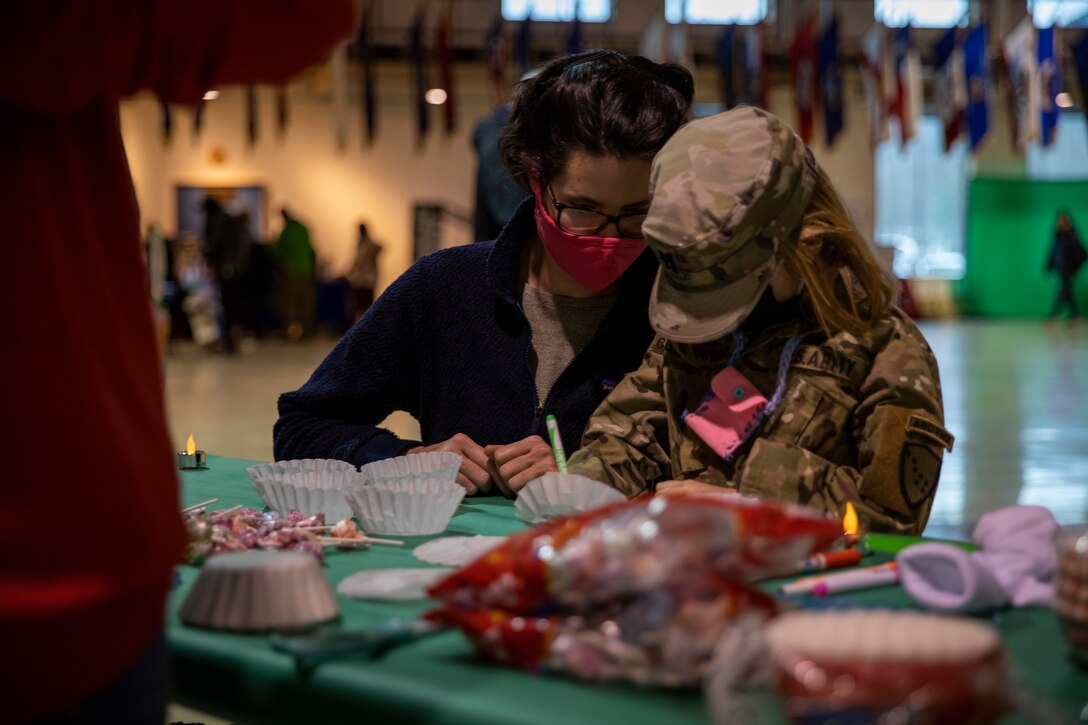 The Alaska National Guard's Child & Youth Program hosted an annual Halloween event for the military youth and families within the Alaska National Guard at the Alaska National Guard armory on Joint Base Elmendorf-Richardson, Oct. 30. The event consisted of treats, crafts, games and a movie screening. (U.S. Army National Guard photo by Spc. Grace Nechanicky)