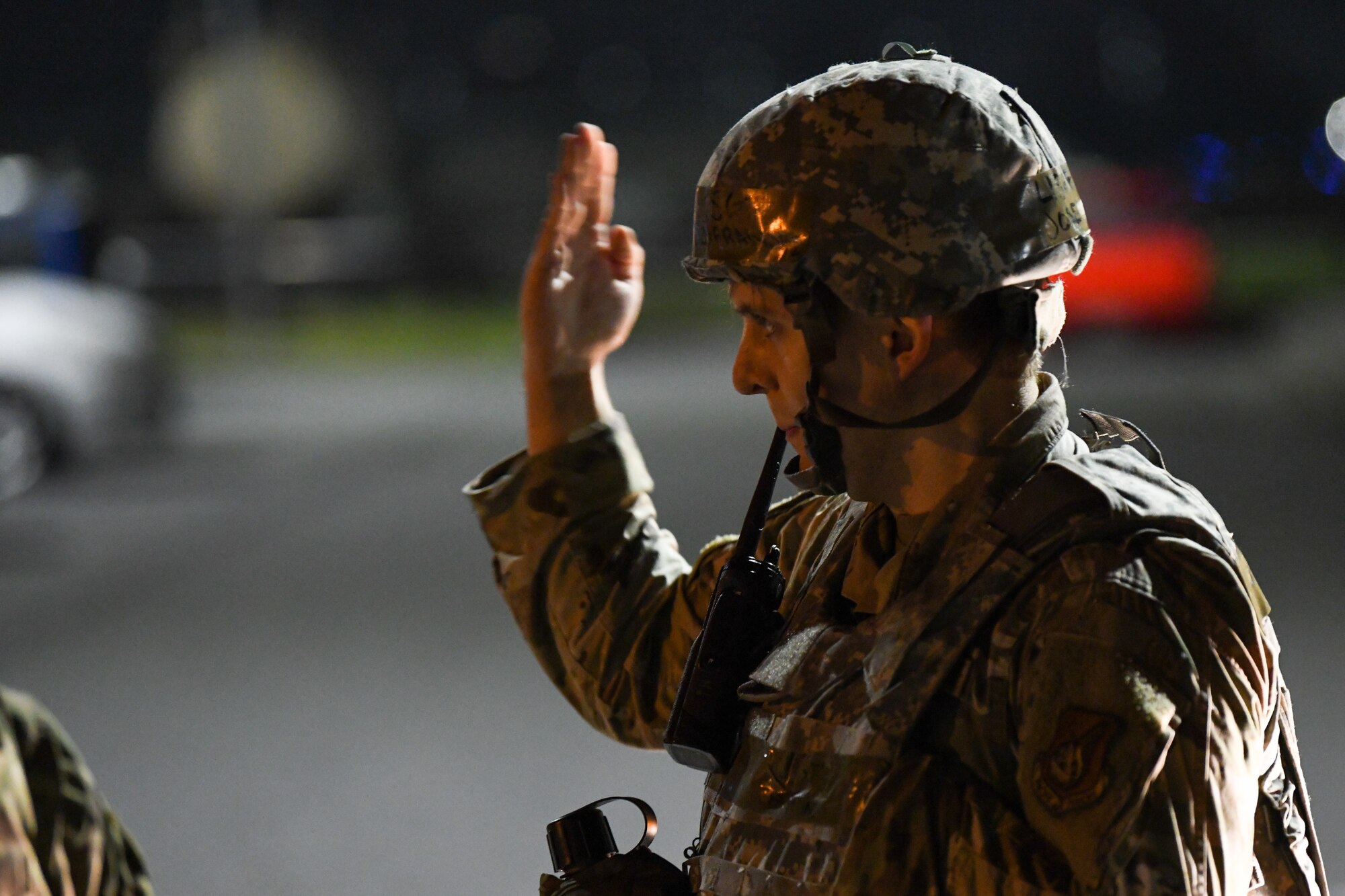 An installation mortuary technician directs players during a Samurai Readiness Inspection exercise