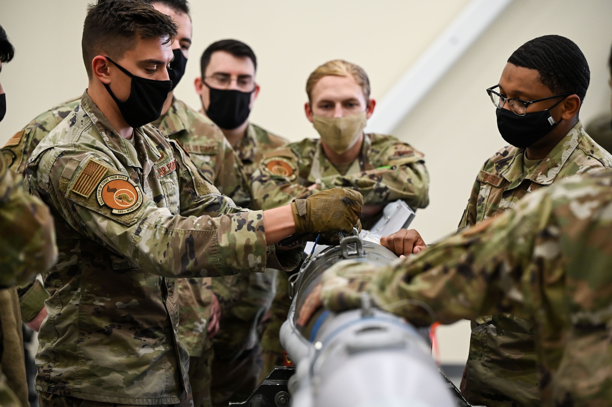 A photo of Airmen in a munitions training course.