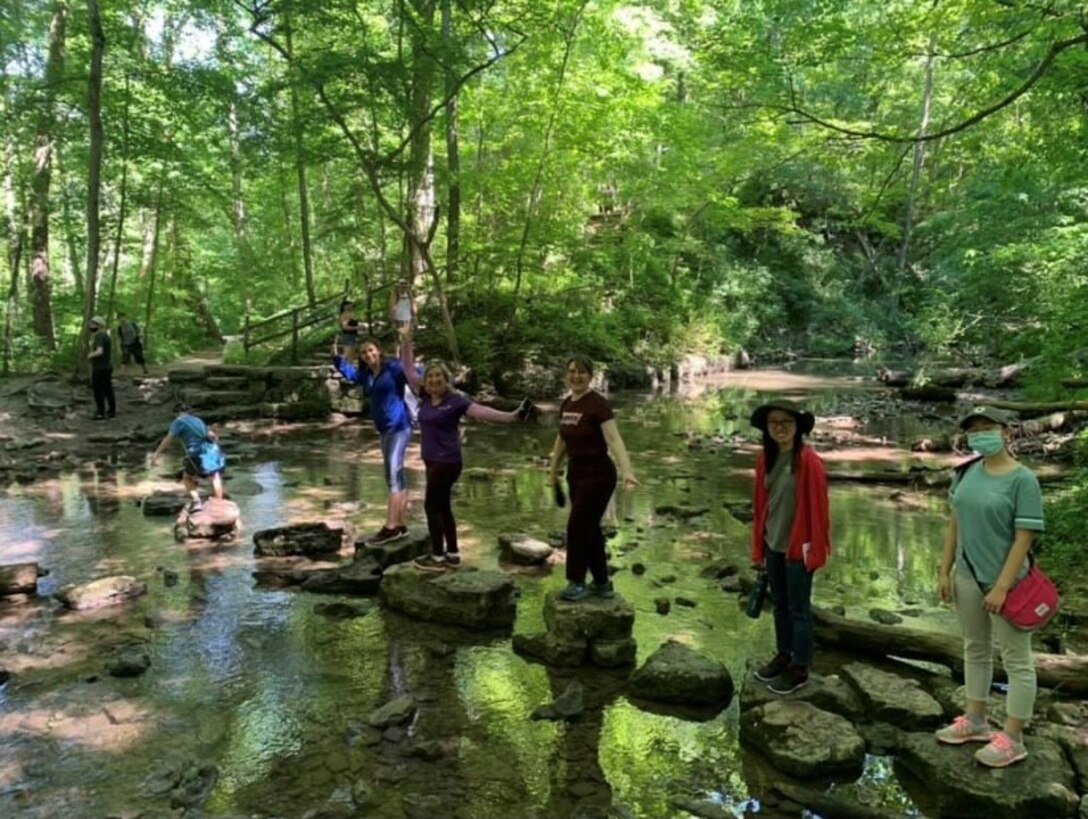 ISG members do fun activities together like walking through a local park in this photo (Courtesy Photo: International Spouse Group).