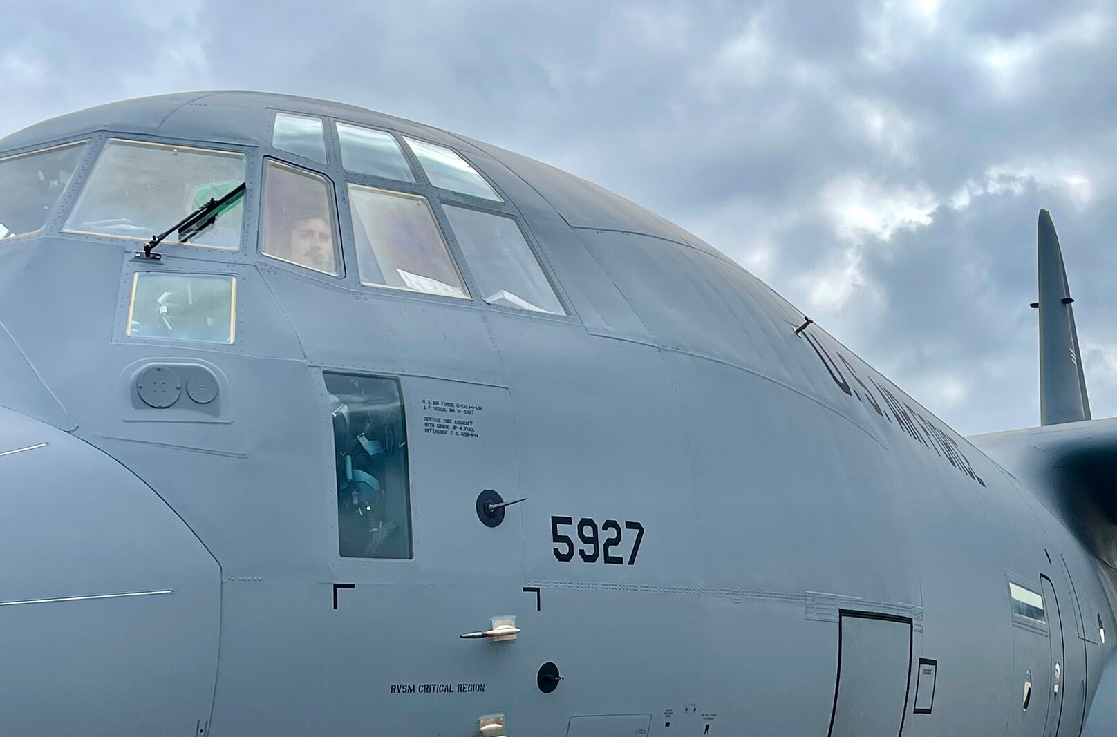 C-130J sits on runway