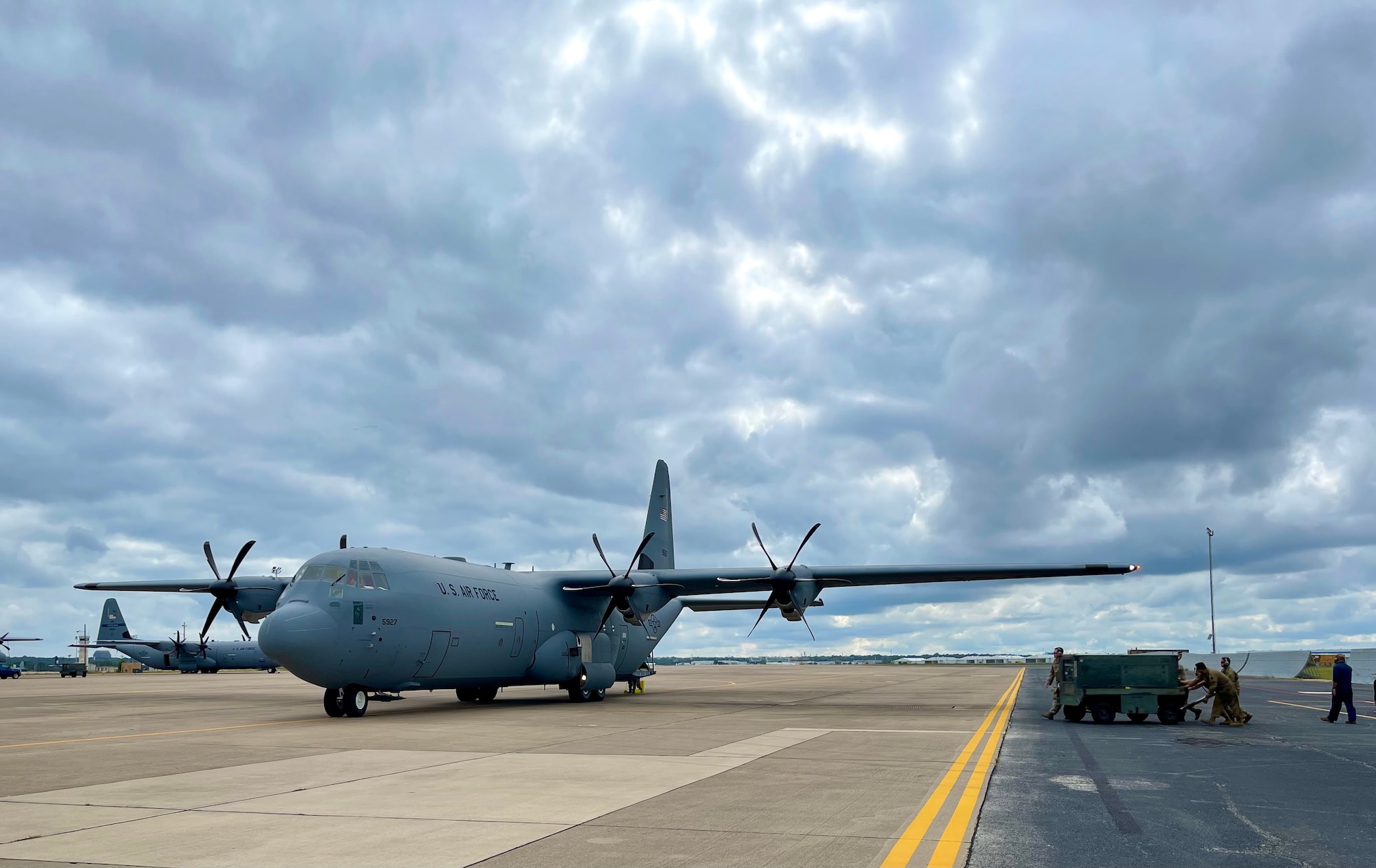 C-130J Super Hercules sits on runway