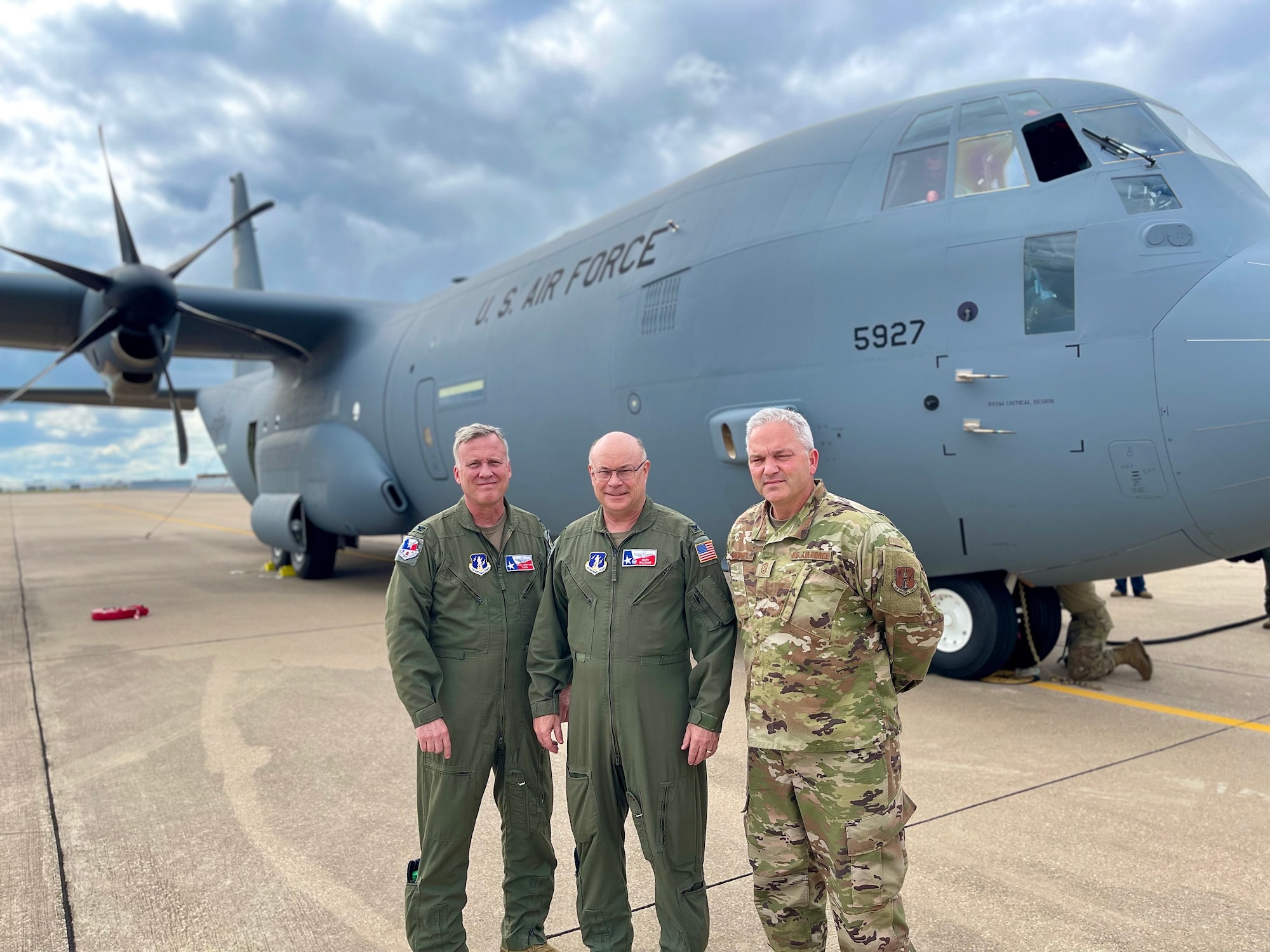 136th Airlift Wing senior leadership pose with new C-130J