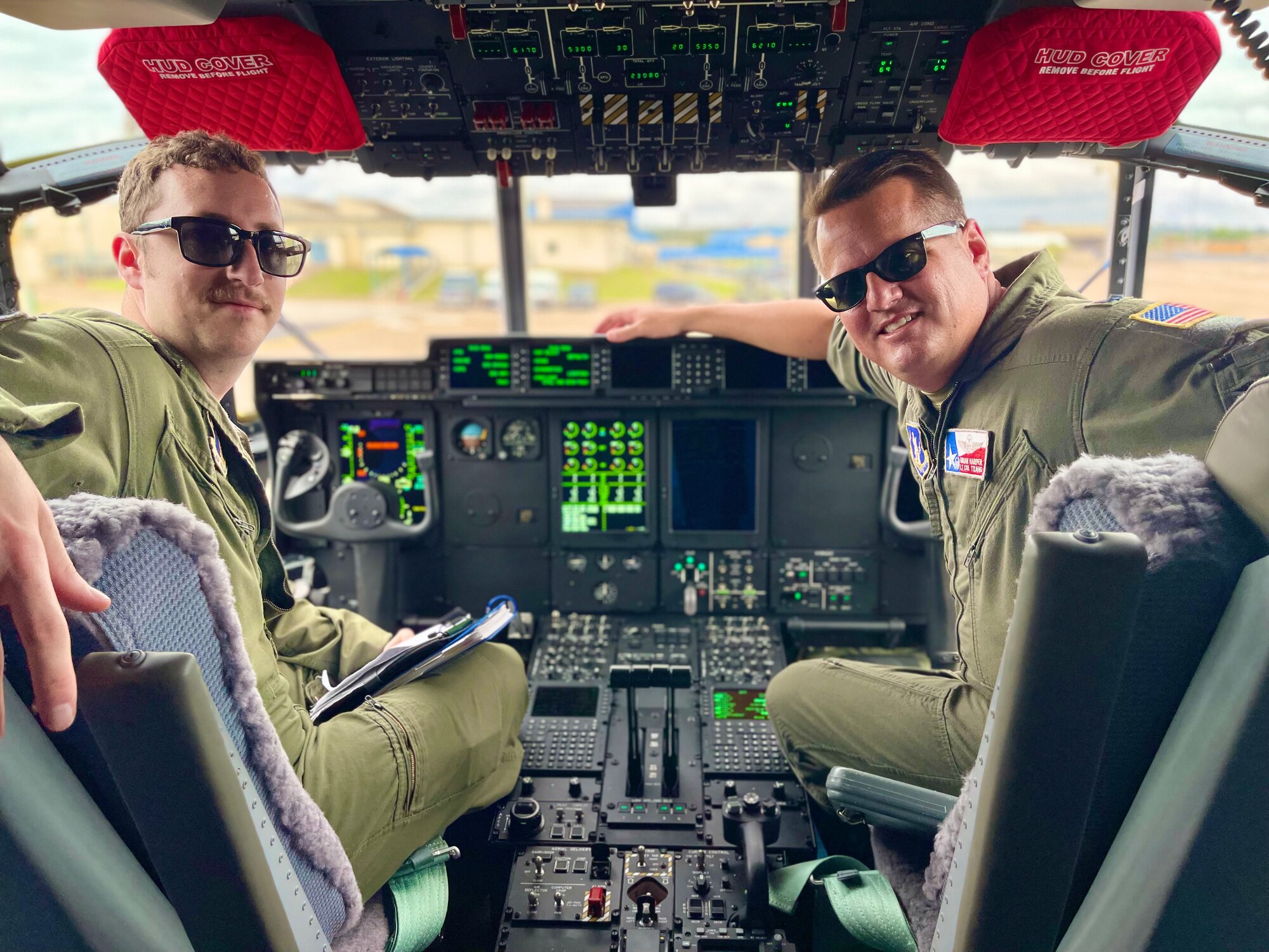 Pilot of new C-130J smile for the camera