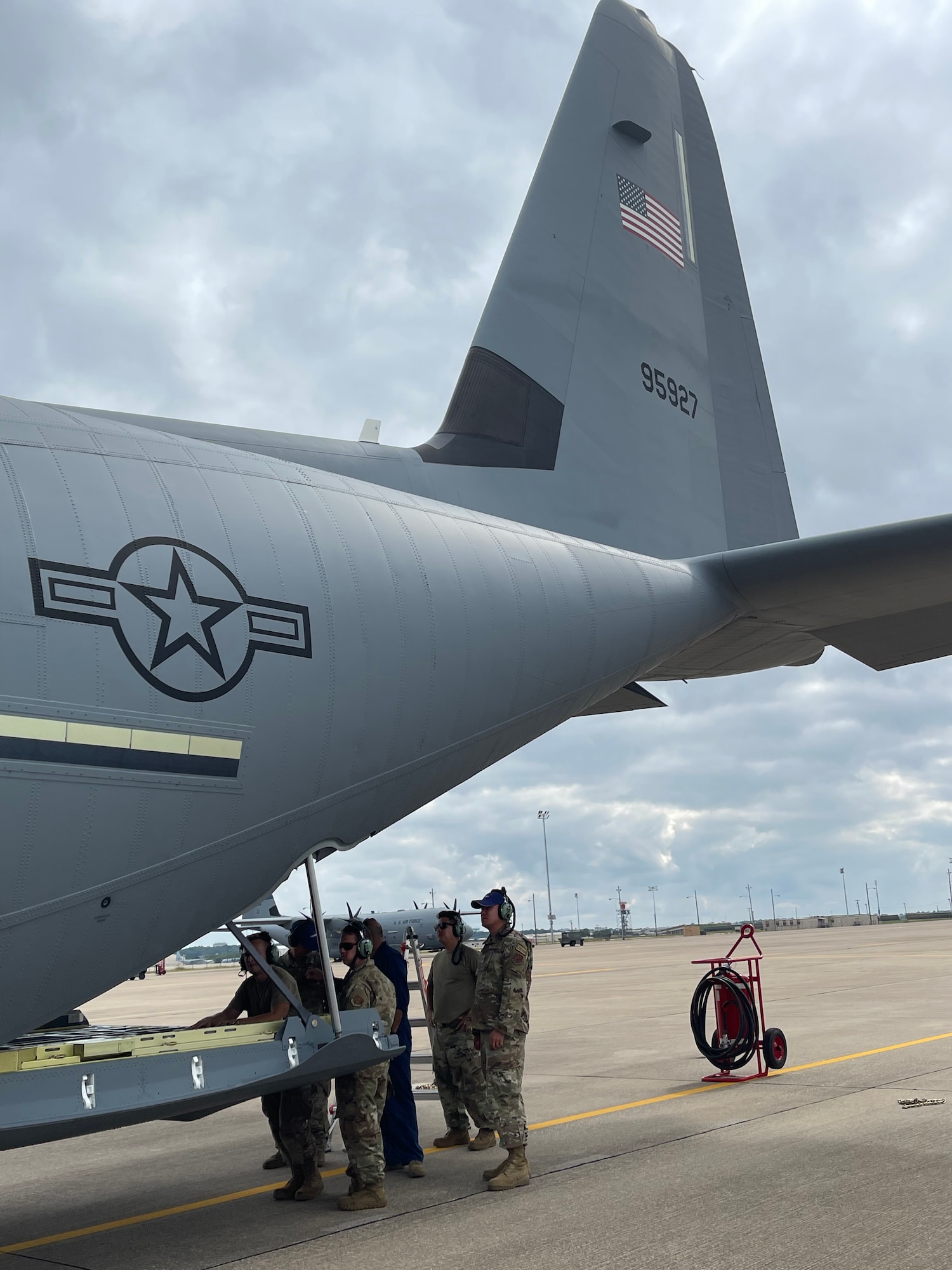 Airmen look into a new C-130J