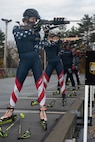 Vermont Army National Guard Soldiers who are members of U.S. Biathlon teams dry fire Biathlon rifles during a practice session at the Camp Ethan Allen Training Site in Jericho, Vermont, on Nov. 2, 2021. CEATS is the training site for the U.S. Olympic Biathlon Team, which will compete in Beijing in Spring 2022. (U.S. Army National Guard photo by Don Branum)