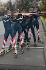 Vermont Army National Guard Soldiers who are members of U.S. Biathlon teams dry fire Biathlon rifles during a practice session at the Camp Ethan Allen Training Site in Jericho, Vermont, on Nov. 2, 2021. CEATS is the Biathlon training site for the National Guard. (U.S. Army National Guard photo by Don Branum)