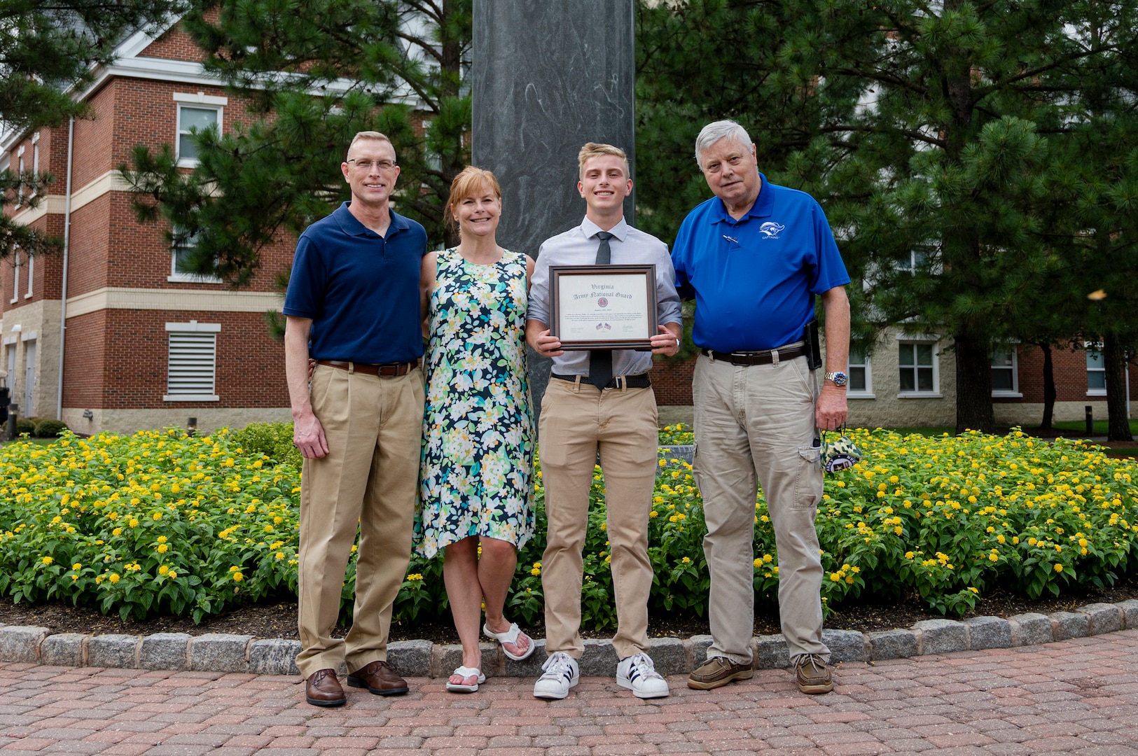 Cadet Ethan Pulkit swears into the Virginia Army National Guard in front of family, friends and peers during a ceremony held Aug. 20, 2021, at Christopher Newport University McMurran Hall, Newport News, Virginia. With more than 200 years of combined family service in the National Guard, Pulket will be following in his family's footsteps and be part of the 4th generation to continue the legacy of military service to the nation and the 29th ID. (U.S. Army National Guard photo by Staff Sgt. Lisa M. Sadler)