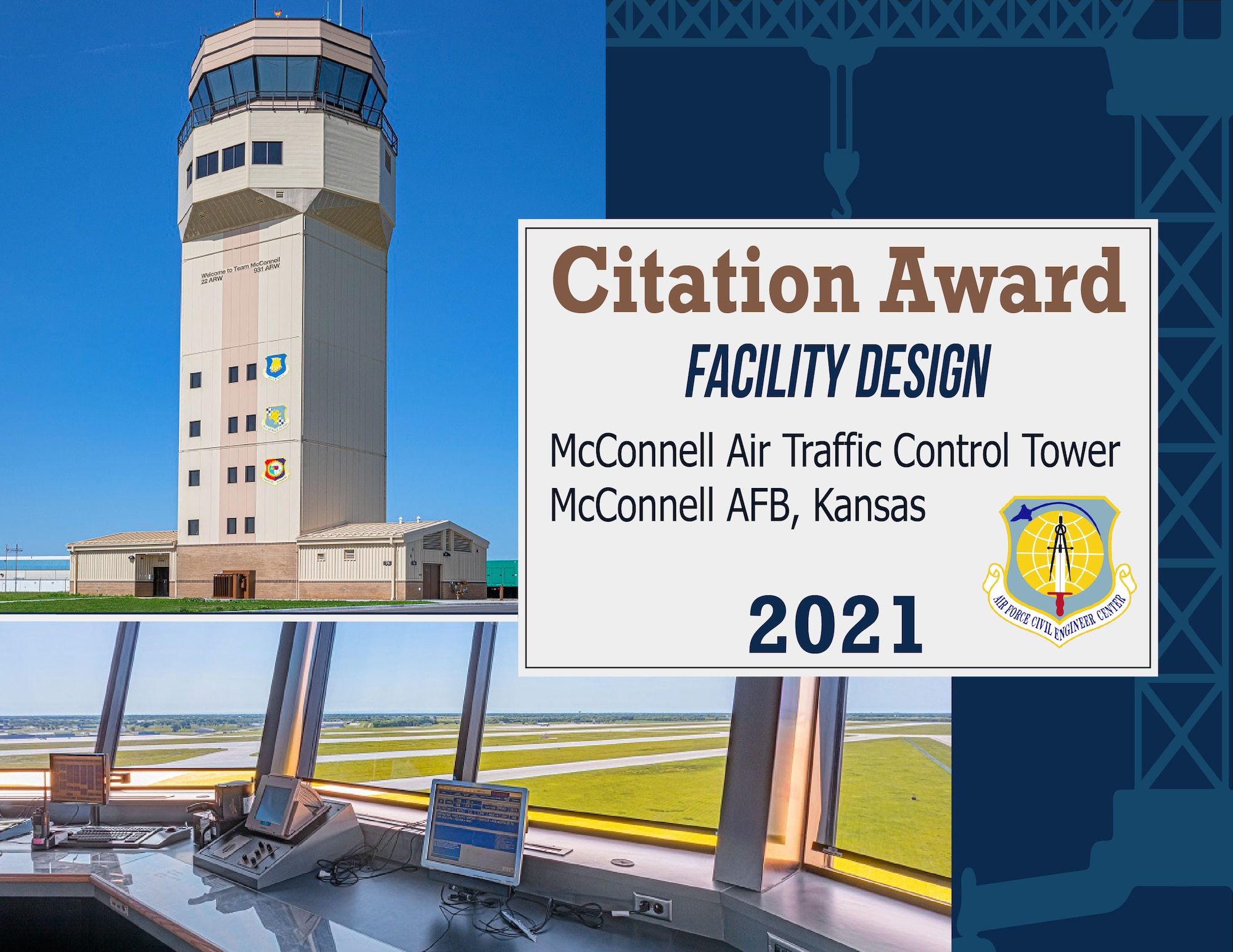 Graphic for McConnell AFB's win in the 2021 Air Force Design Awards.