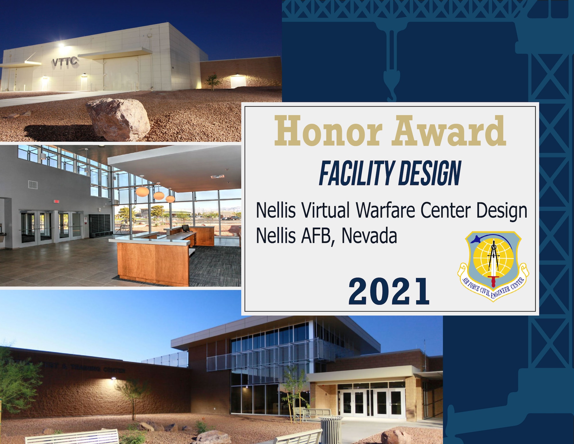 Graphic for Nellis AFB win in the 2021 Air Force Design Awards.