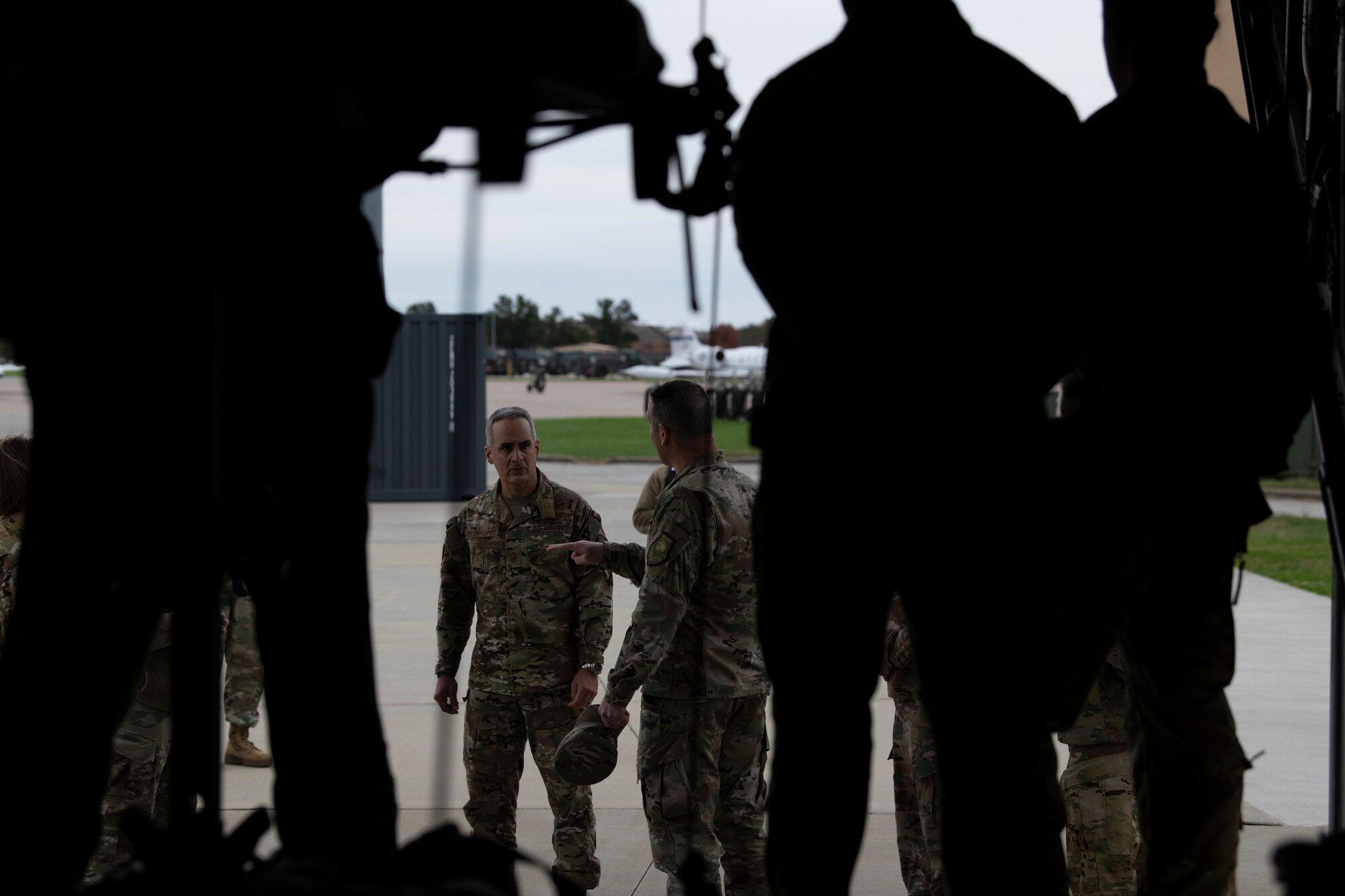 U.S. Air Force Airmen outside of aircraft