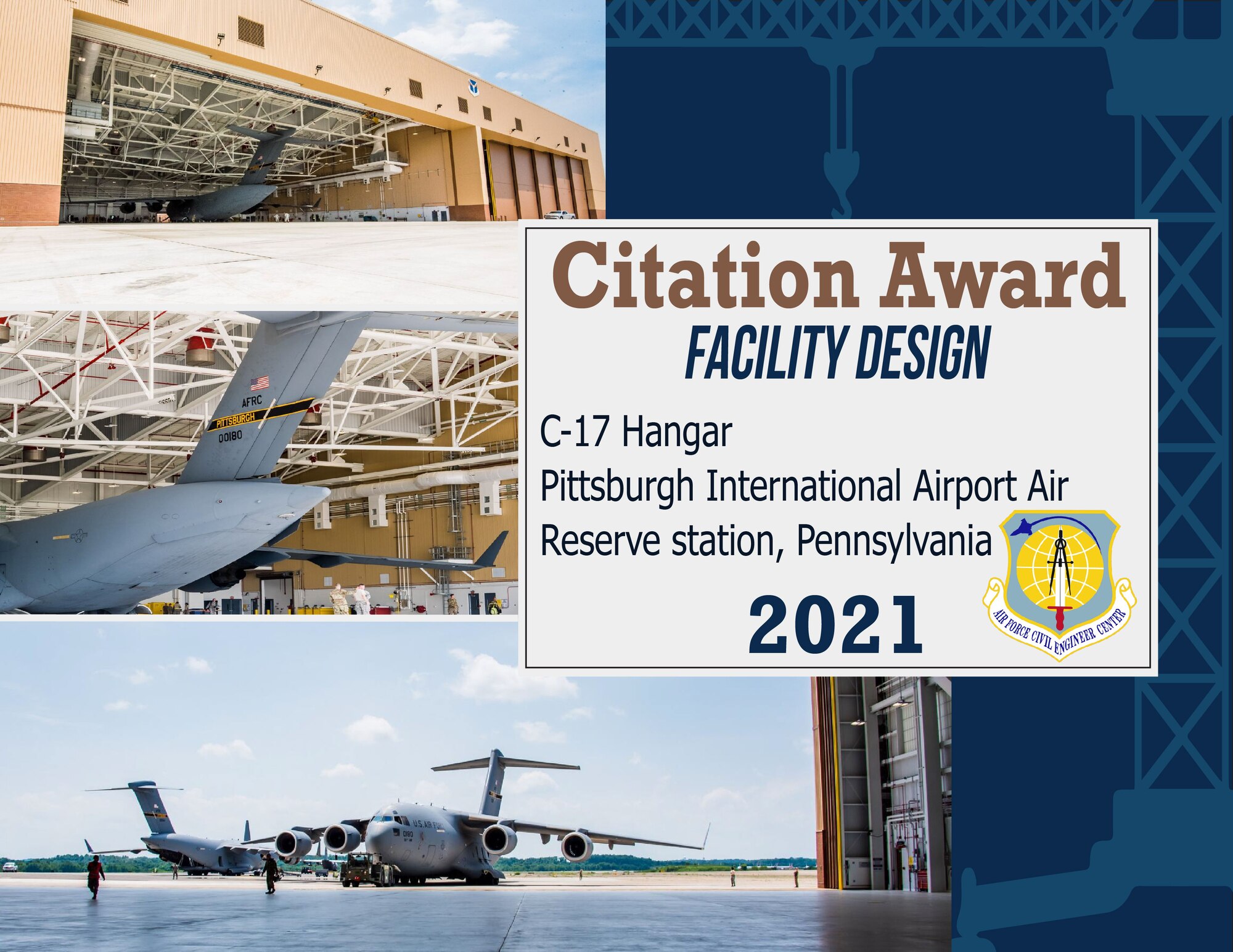 Graphic for Pittsburgh International Airport ARS for its 2021 Air Force Design Awards win.