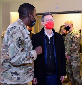 Leaders brief Dr. Colin Kahl about JTF-SD missions and operations.