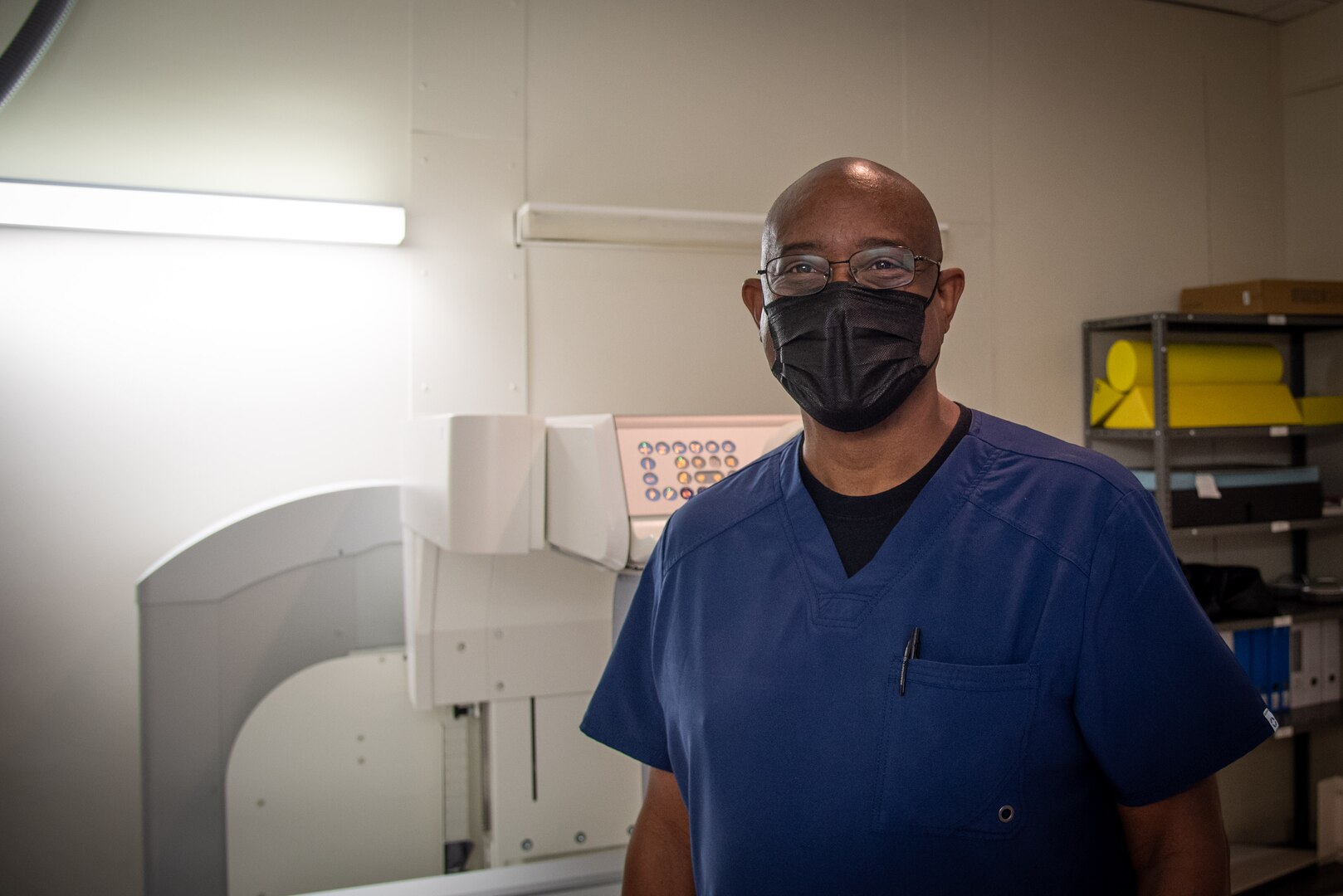 Mr. Tyrone Nevels, RT (R), serves as a Radiologic Technologist aboard Naval Health Clinic Cherry Point.  Nevels and his team leverage subject matter expertise, training and technology to ensure patients seeking care receive accurate diagnoses and proper medical care.