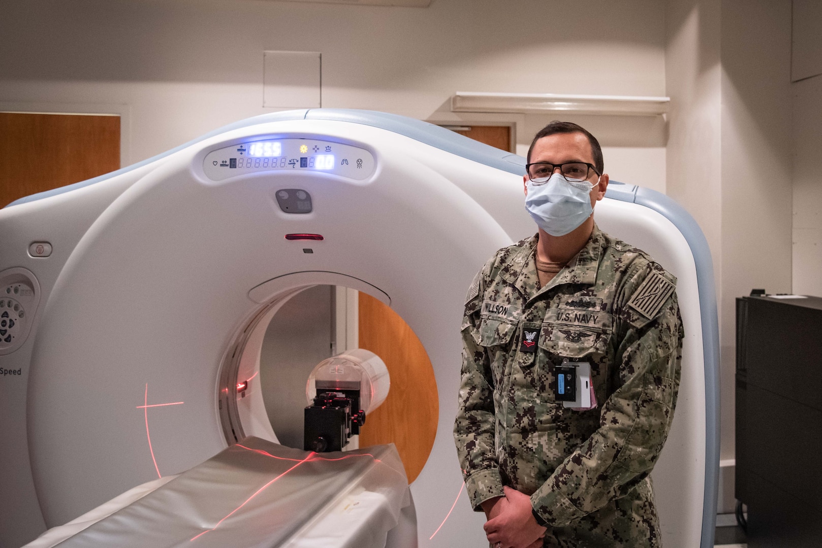 Hospital Corpsman Second Class Nicholas Willson, RT (R), serves as a Radiologic Technologist aboard Naval Health Clinic Cherry Point.  Wilson and his team leverage subject matter expertise, training and technology to ensure patients seeking care receive accurate diagnoses and proper medical care.