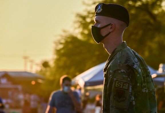 A photo of an Airman looking forward.