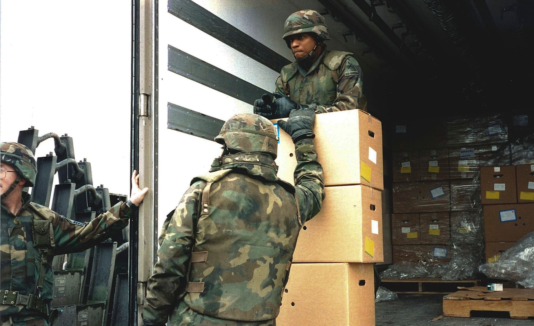 Prime vendor delivers fresh eggs to U.S. troops in Lukavee, Bosnia, Feb. 17, 1996.