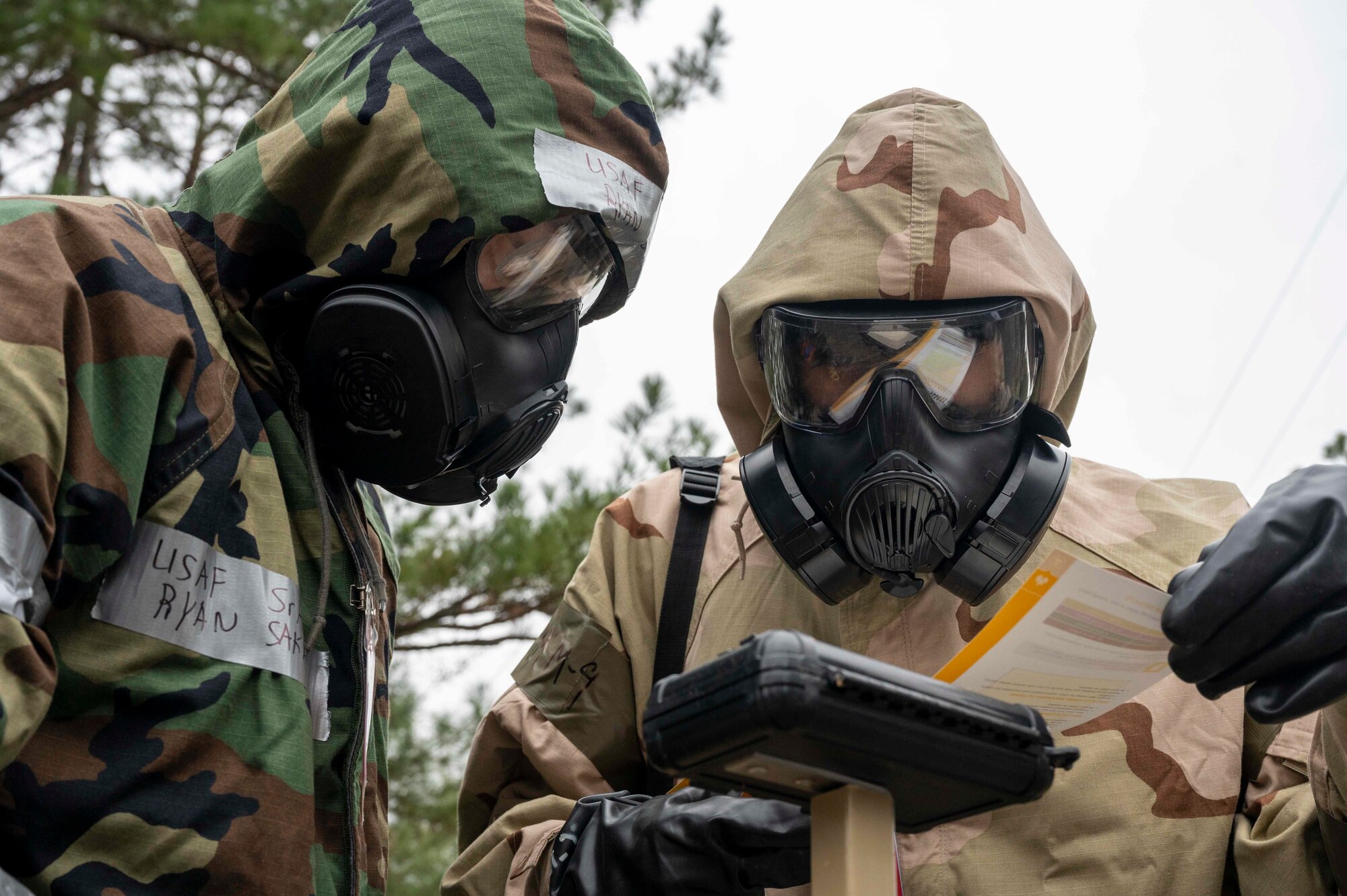 Airmen identify a contaminated object during a PAR sweep during an exercise.