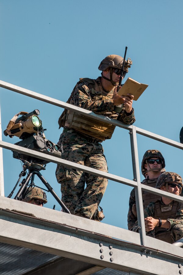 U.S. Marines from Force Headquarters Group, 4th Marine Aircraft Wing and 4th Marine Division, engage in Tactical Air Control Party Sustainment Course 22-1 training during a Close Air Support Exercise (CASEX) in cooperation with U.S. Navy and U.S. Air Force personnel at Townsend Bombing Range, Georgia, Oct. 27, 2021.
