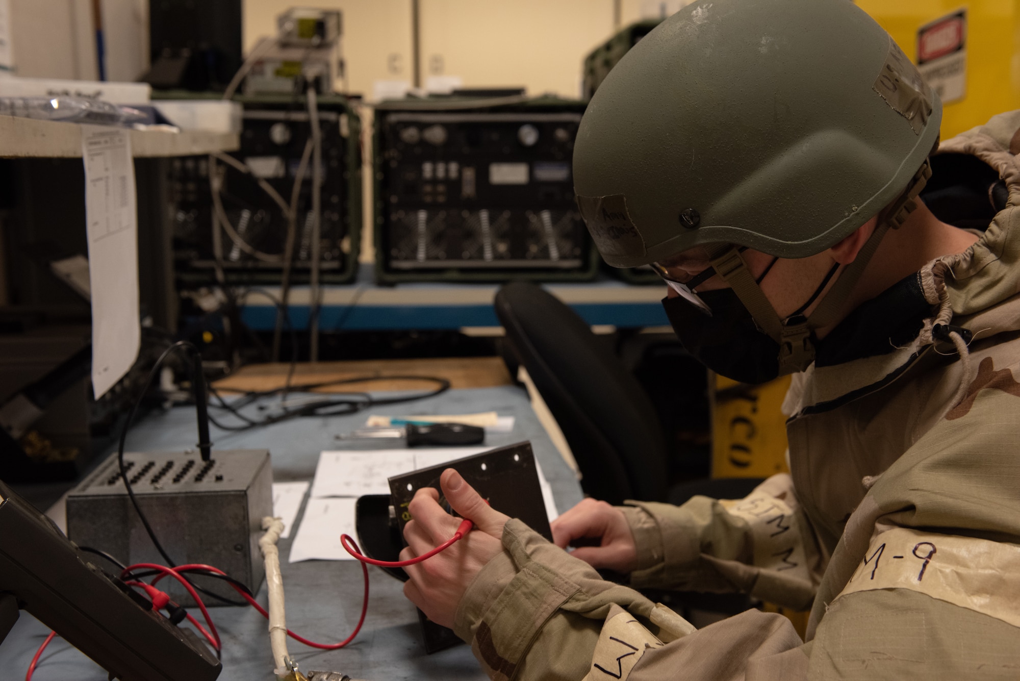 U.S. Air Force Airman Joshua Macinnis, avionics apprentice, 366th Maintenance Squadron, troubleshoots a malfunctioning throttle on Mountain Home Air Force Base, Idaho, Oct. 28, 2021. The Phase II exercise demonstrates the wing’s ability to survive and operate in a contested environment. (U.S. Air Force photo by Airman 1st Class Krista Reed Choate)