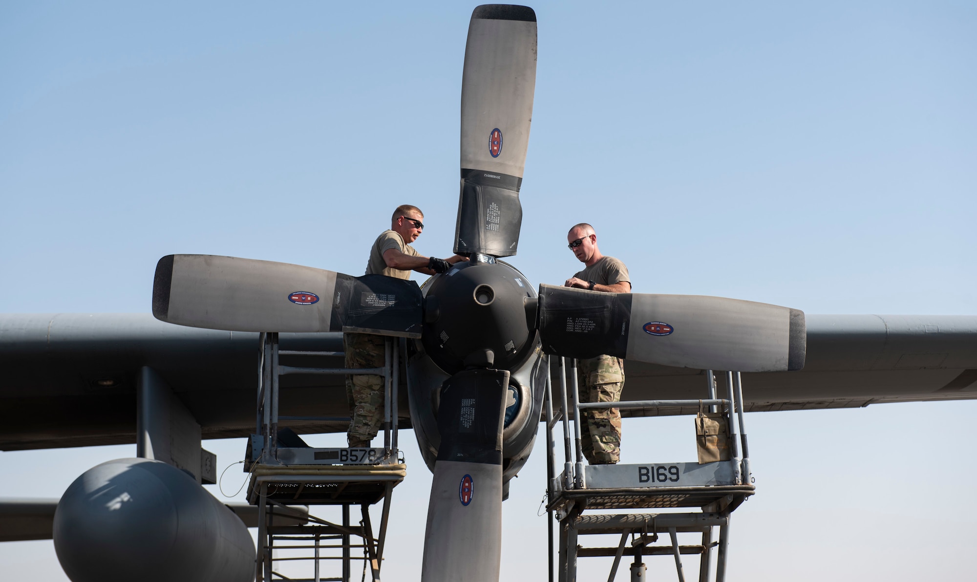 779th EAMU Airmen work on a C-130H Hercules