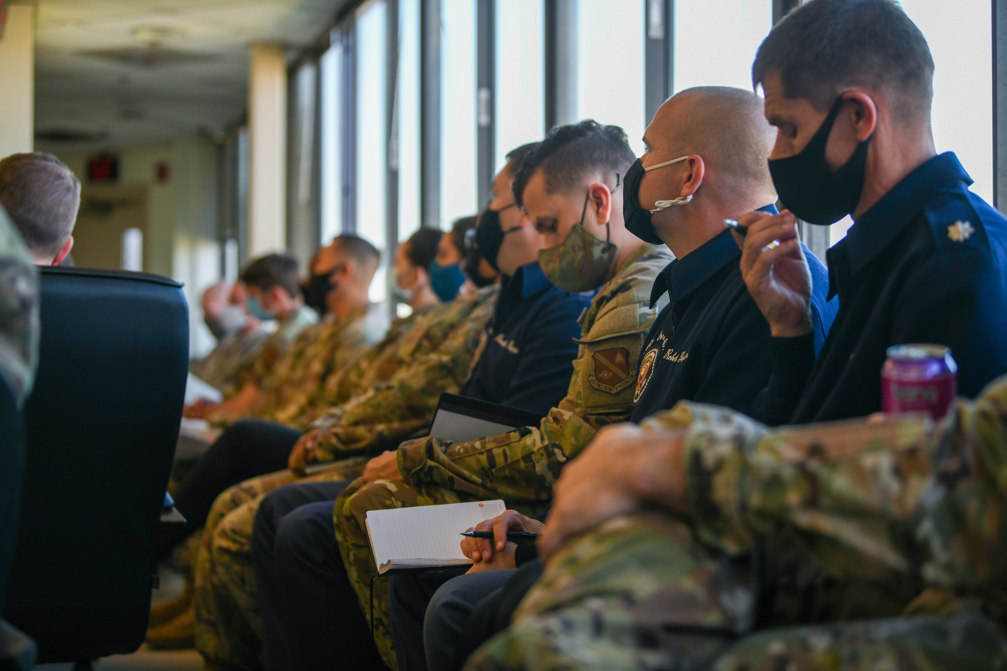 Joint Base Andrews leadership take notes during the “All Things Snow" event at JBA, Md., Nov. 1, 2021.