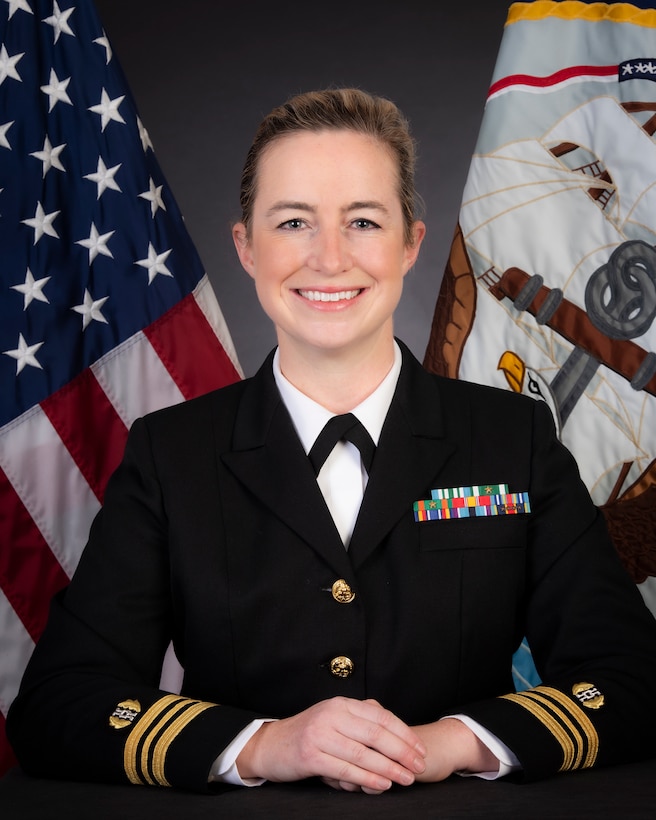 A portrait of Lt. Cmdr. Cynthia Parmley, Navy judge advocate.