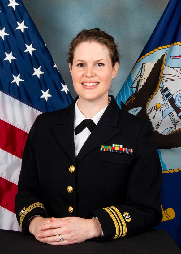 Portrait of Lt. Cmdr. Ingrid Paige, Navy judge advocate.