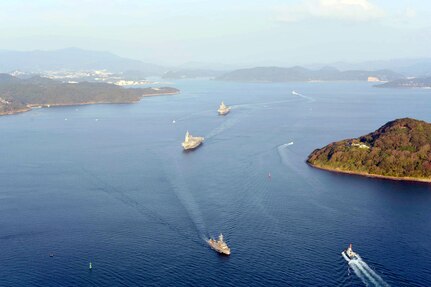 USS America, JS Ise lead integrated training with Sasebo-based JMSDF ships