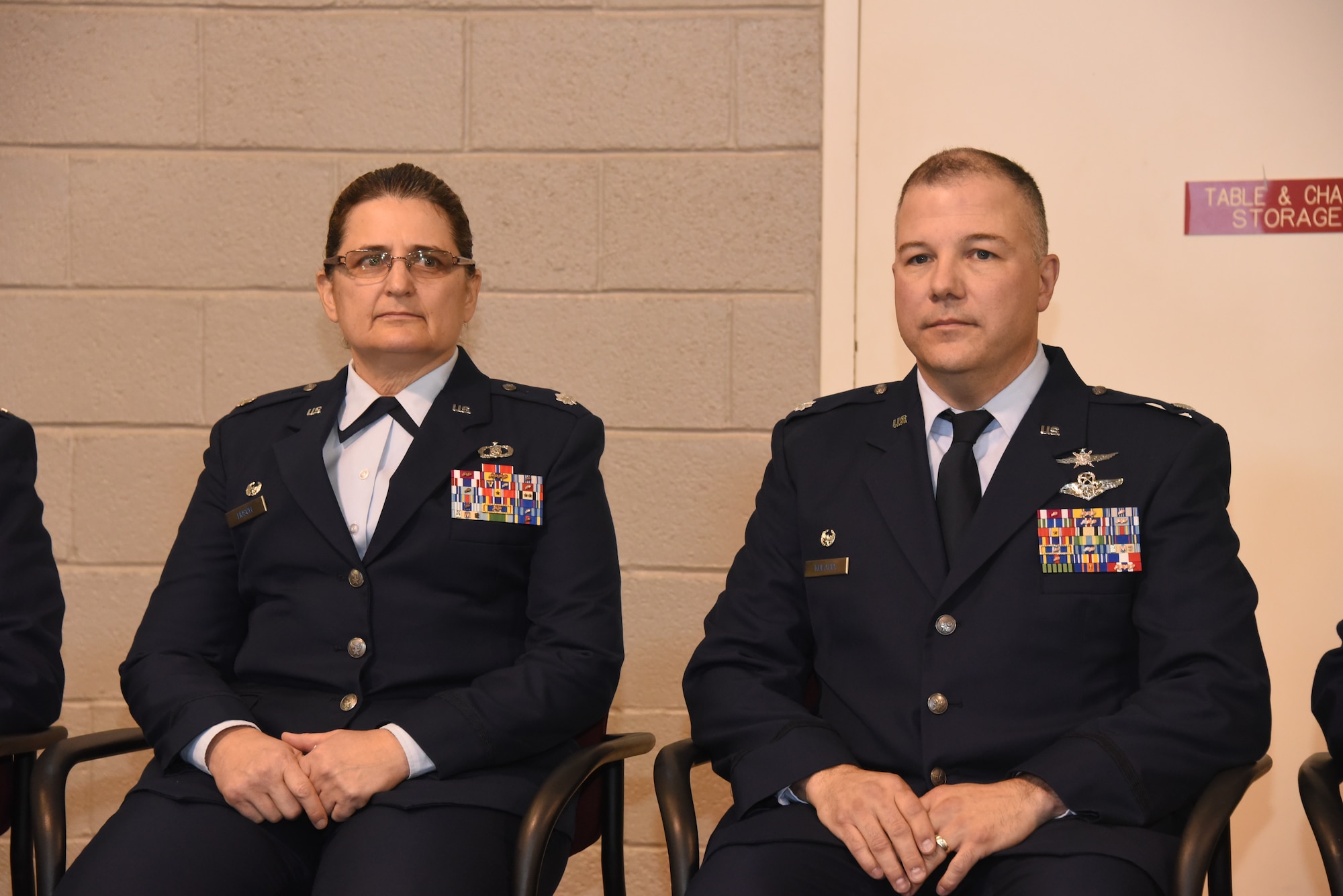 Lt. Col. Robin Hosch and Lt. Col. Jason Kolacia sit