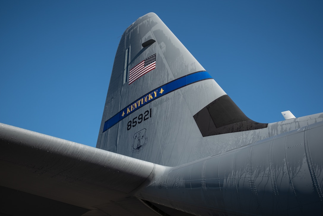 Unique “tail flash” livery mark two new C-130J Super Hercules aircraft that arrived at the Kentucky Air National Guard Base in Louisville, Ky., Nov. 6, 2021, ushering in a new era of aviation for the 123rd Airlift Wing. The state-of-the-art transports are among eight the wing will receive over the next 11 months to replace eight aging C-130 H-model aircraft, which entered service in 1992 and have seen duty all over the world. (U.S. Air National Guard photo by Dale Greer)