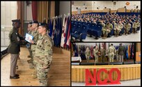 Command Sgt. Maj. Kofie Primus, 405th Army Field Support Brigade command sergeant major, provided guest remarks at at the Basic Leaders Course graduation Oct. 5.