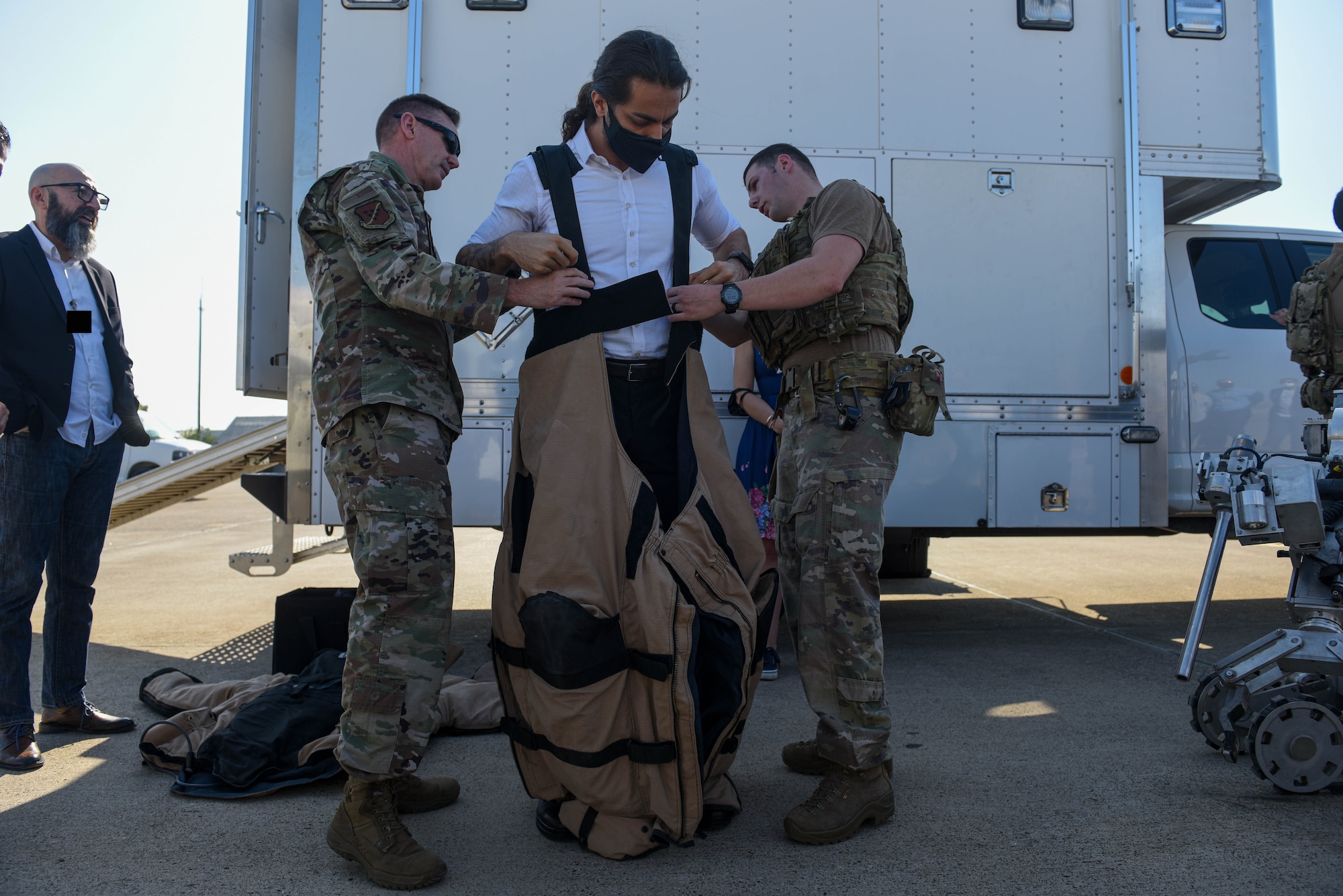 Turkish medical professional dons EOD protective suit