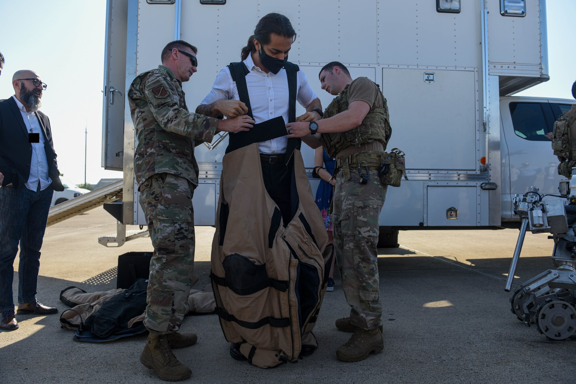 Turkish medical professional dons EOD protective suit