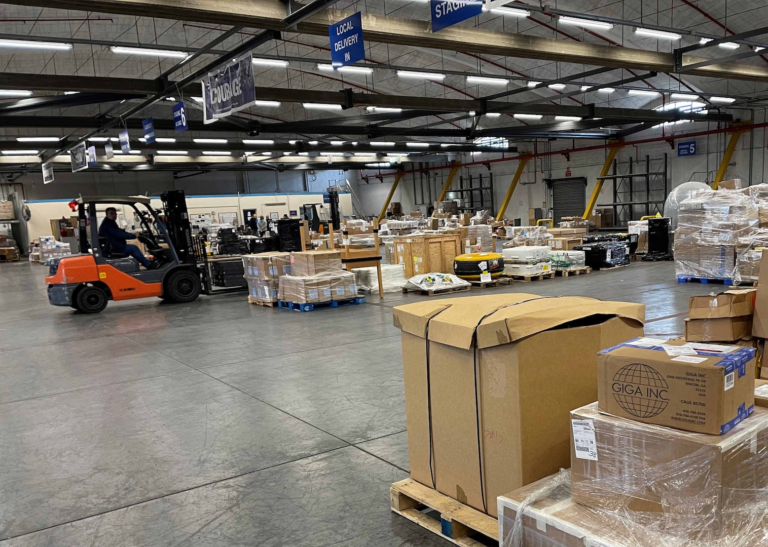 Defense Logistics Agency Distribution Sigonella, Italy, prepares the warehouses for another wave of the Mediterranean tropical-like cyclone, also known as a medicane, October 27, 2021.