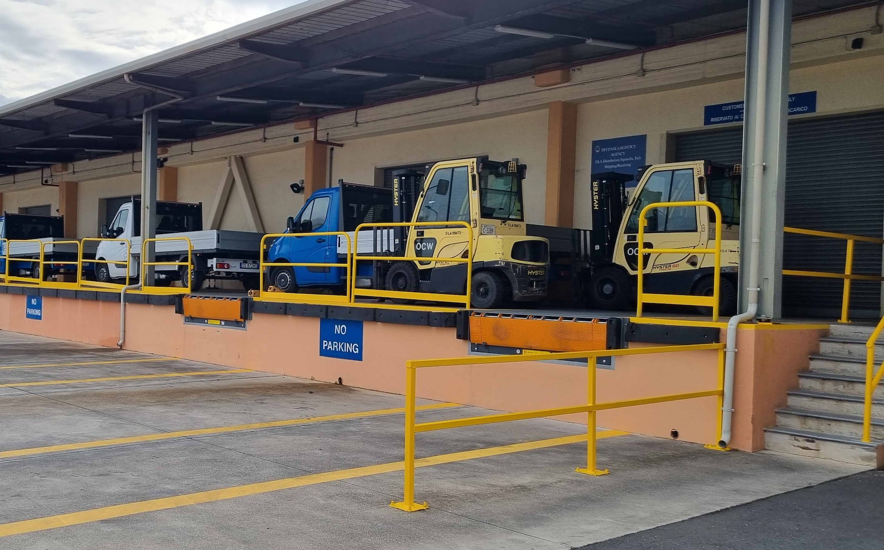 Defense Logistics Agency Distribution Sigonella, Italy, prepares the warehouses for another wave of the Mediterranean tropical-like cyclone, also known as a medicane, October 27, 2021.