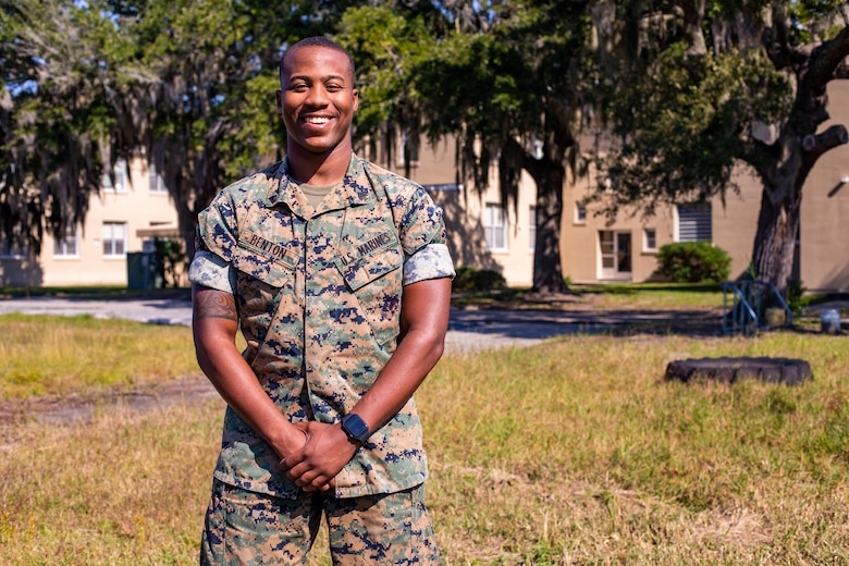U.S. Marine Corps Cpl. Immanuel Benton, a previous collegiate wrestler at Life University, continues his wrestling career as the head coach for the Thomas Hayward Academy wrestling team, Ridgeland, South Carolina, Nov. 3, 2021. Benton currently serves an operation clerk and supply chief for prior service recruiting at 6th Marine Corps District. (U.S. Marine Corps photo by Sgt. Erin R. Morejon)