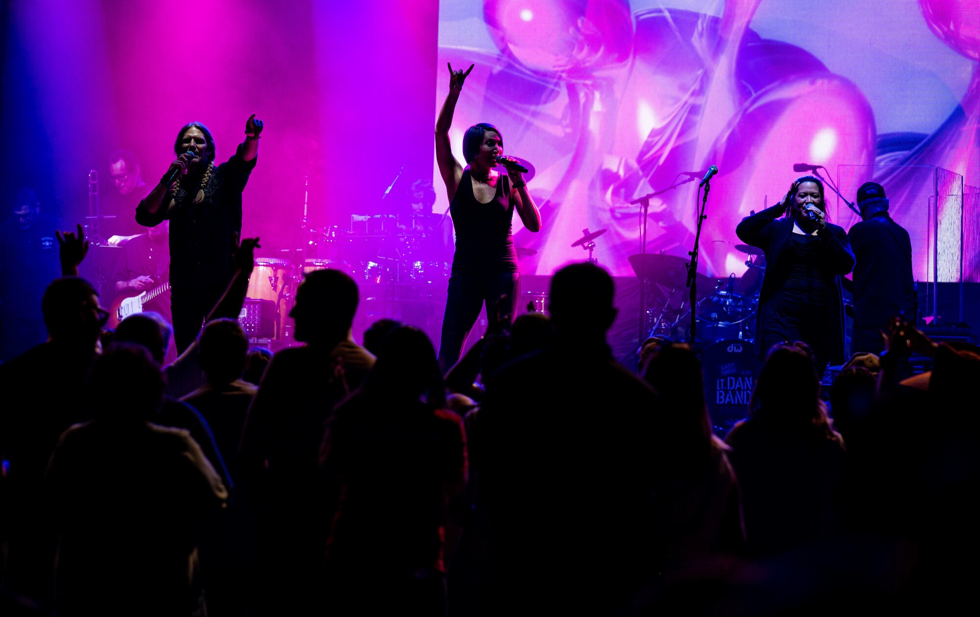 Members of the Lt. Dan Band perform for Airmen at Nellis Air Force Base, Nevada, Nov. 5, 2021.