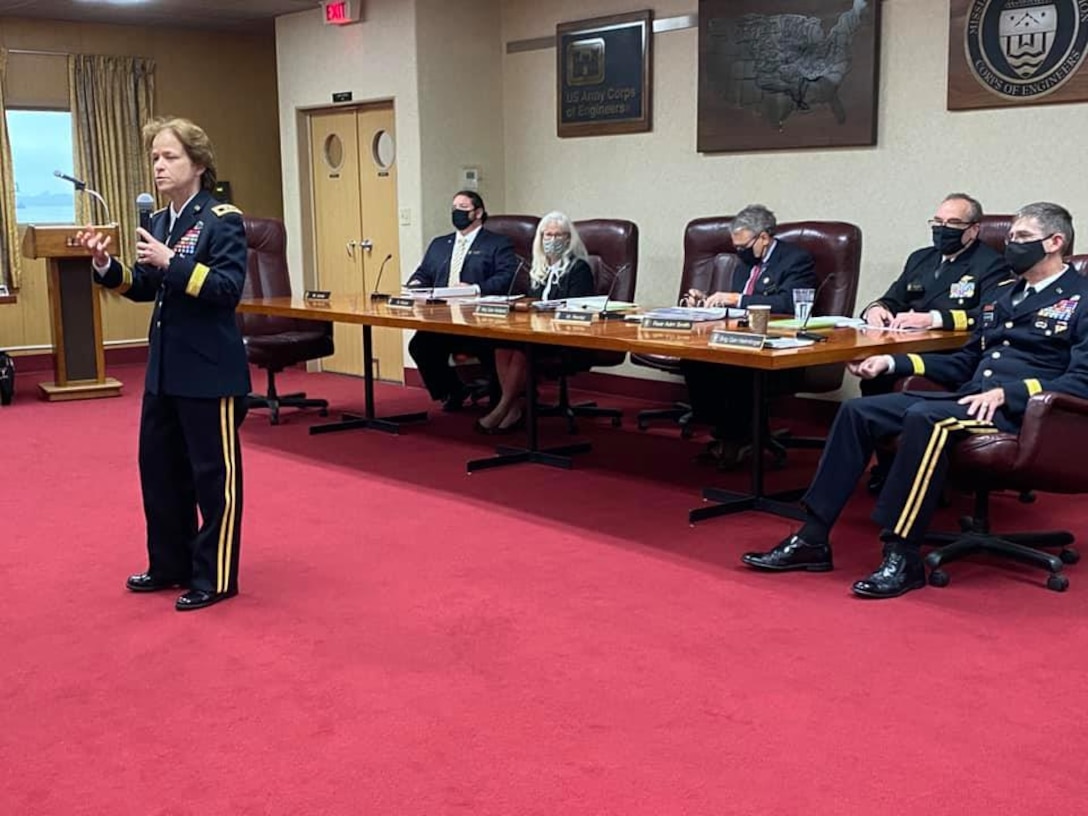 The Vicksburg District hosted the Mississippi River Commission’s annual high water inspection public hearing aboard the Motor Vessel Mississippi at the City of Vicksburg port. Maj. Gen. Diana Holland, President of the MRC and Commanding General of the Mississippi Valley Division, welcomed attendees to the 404th Session.