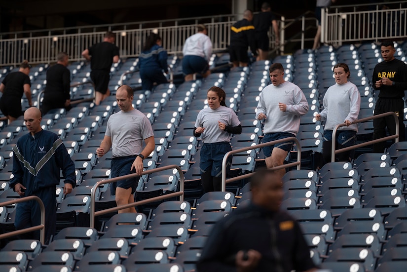 Service members from across the National Capital Region gather at Nationals Park for a group workout, Nov. 1, 2021.