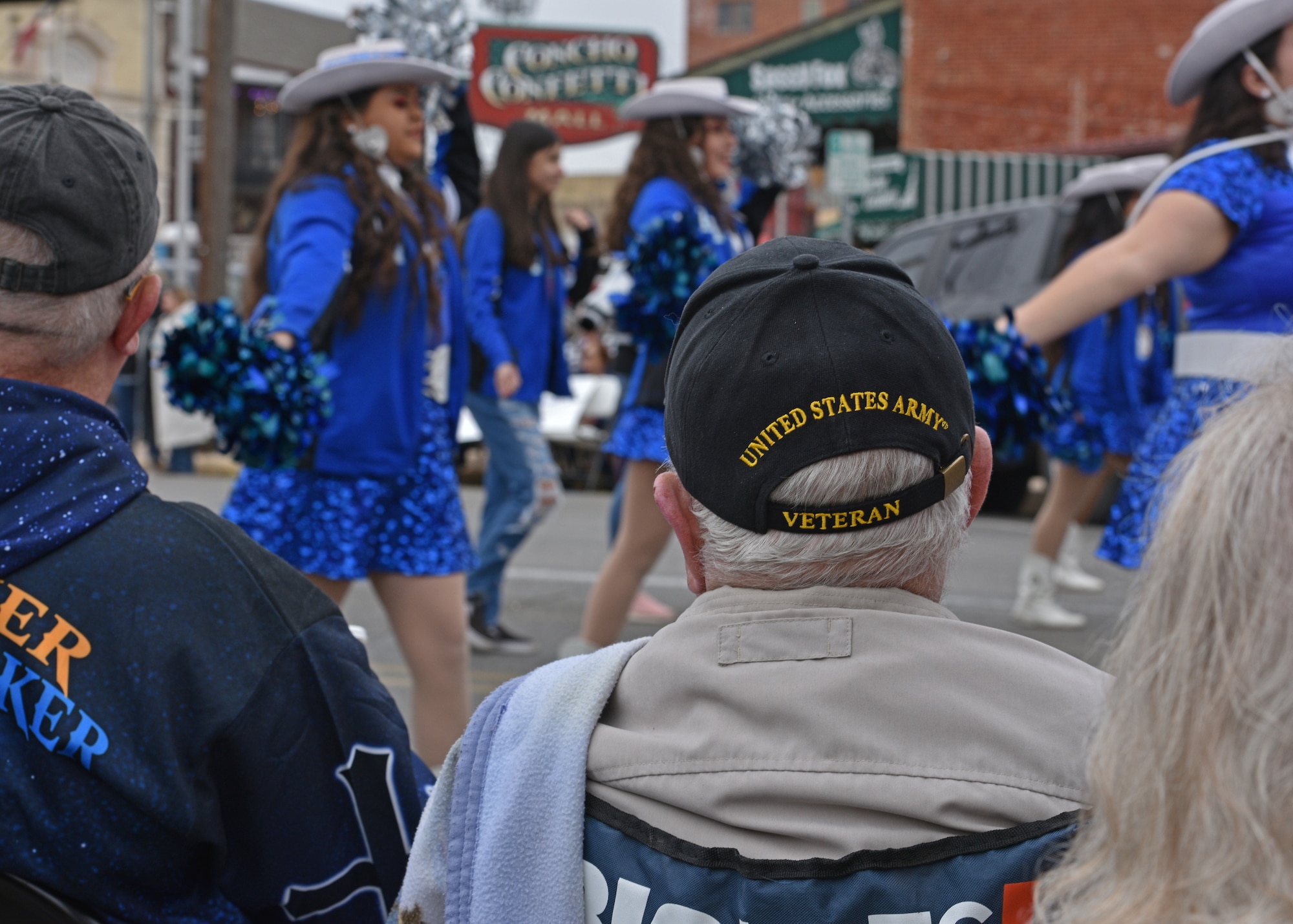 A San Angelo veteran watches the Veterans Day Parade in downtown San Angelo, Texas, Nov. 6, 2021. The Veteran’s Day Parade was held to honor all veterans and military members of the U.S. Armed Forces (U.S. Air Force photo by Senior Airman Ashley Thrash)