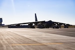 A B-52H Stratofortress assigned to the 5th Bomb Wing sits on the flight line during Global Thunder 22 operations on Nov. 3, 2021 at Minot Air Force Base, N.D. Global Thunder 22 is a USSTRATCOM exercise designed to provide training opportunities, test, and validate command, control, and operational procedures. (U.S. Air Force photo by Senior Airman Michael Richmond)