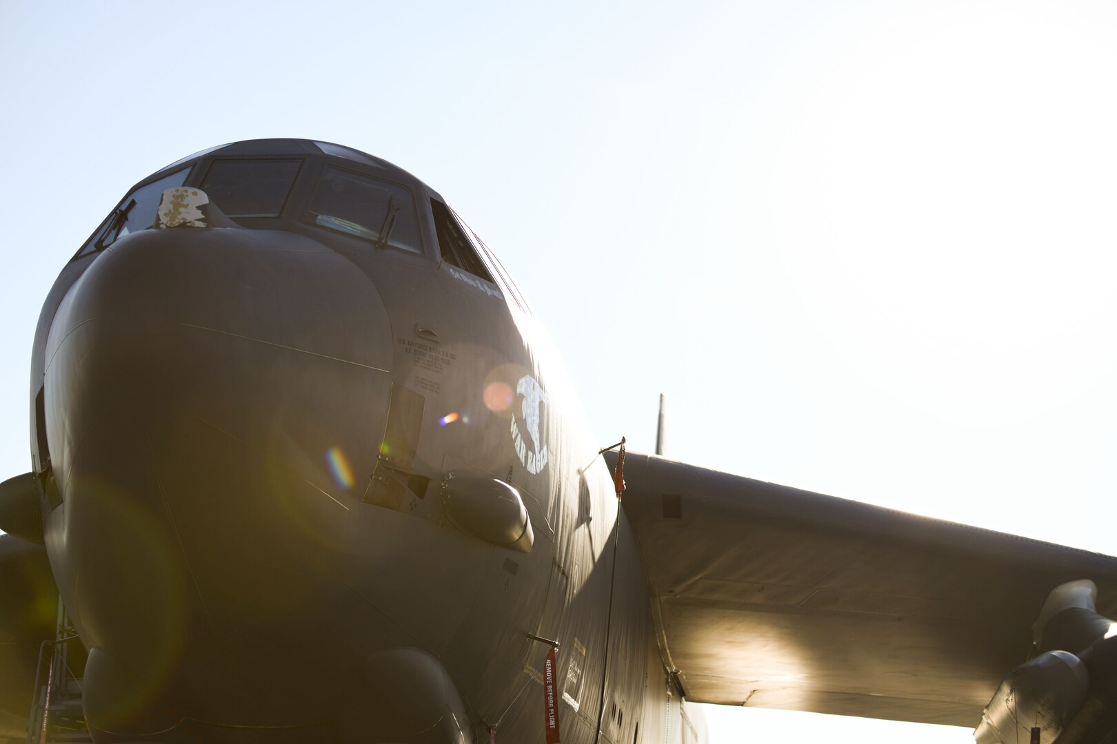 A B-52H Stratofortress assigned to the 5th Bomb Wing sits on the flight line during Global Thunder 22 operations on Nov. 3, 2021 at Minot Air Force Base, N.D. Global Thunder 22 is a USSTRATCOM exercise designed to provide training opportunities, test, and validate command, control, and operational procedures. (U.S. Air Force photo by Senior Airman Michael Richmond)