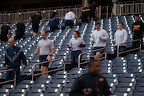 Service members from across the National Capital Region gather at Nationals Park for a group workout, Nov. 1, 2021.