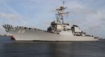 The Arleigh Burke-class guided-missile destroyer USS The Sullivans (DDG 68) returns to her homeport of Mayport, Fla., following the completion of a six-month deployment.